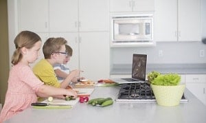kids cooking along with lesson video