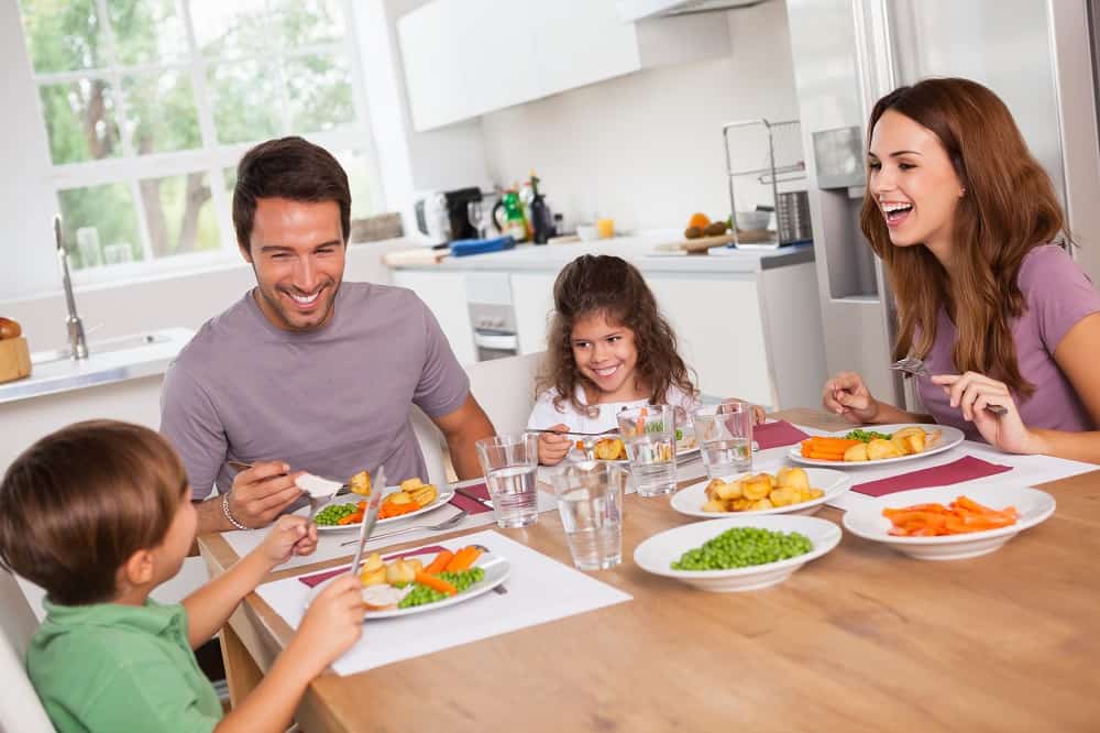 healthy family dinner at table