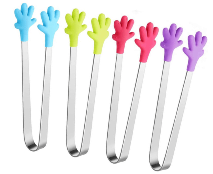 colorful hand shaped tongs