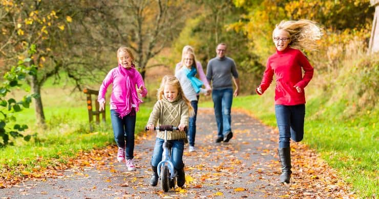 family exercising together