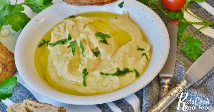 bowl of hummus blended