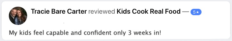 Tracie Facebook Review screenshot - my kids feel capable and confident only 3 weeks in. 