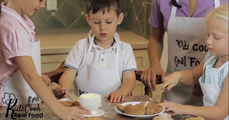 kids making whole wheat rolls