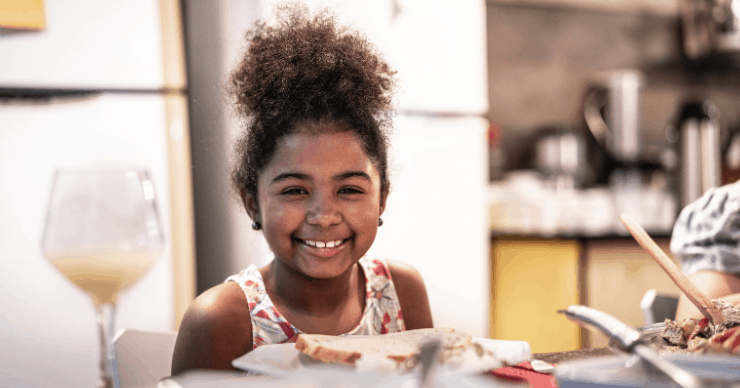 girl eating dinner