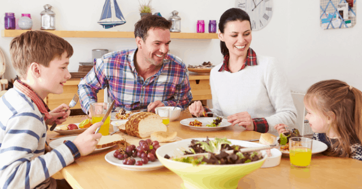 Family eating dinner together