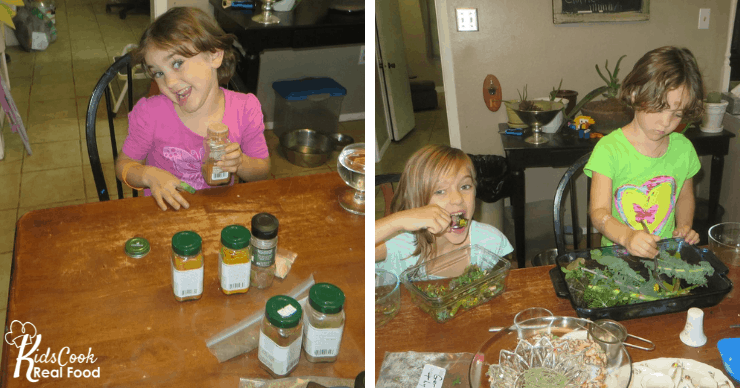 girls categorizing spices and making salads
