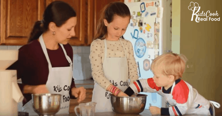 Katie and kids cooking