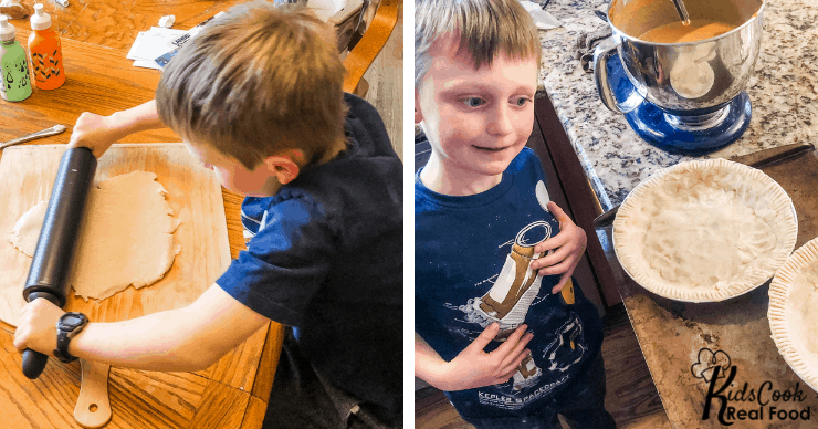 boy rolling pie dough