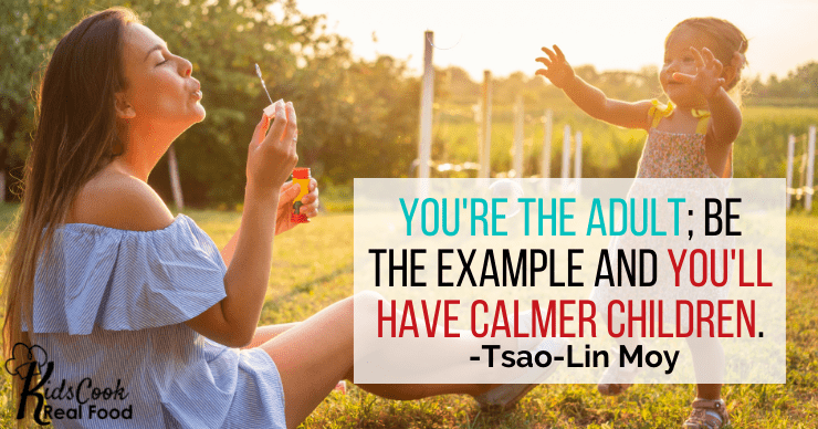 You're the adult; be the example and you'll have calmer children. -Tsao-Lin Moy