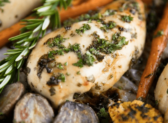 sheet pan grapefruit chicken