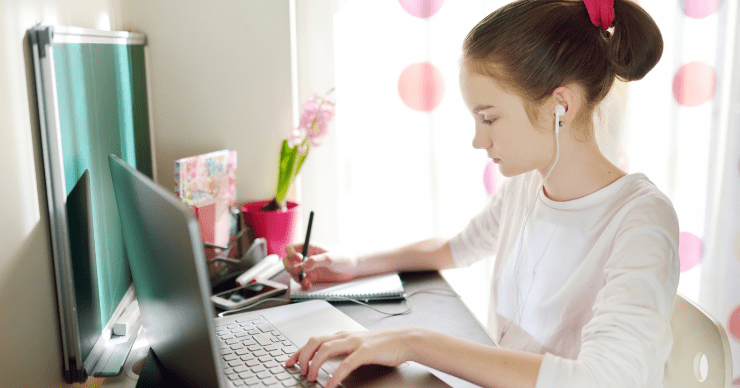girl doing homeschool