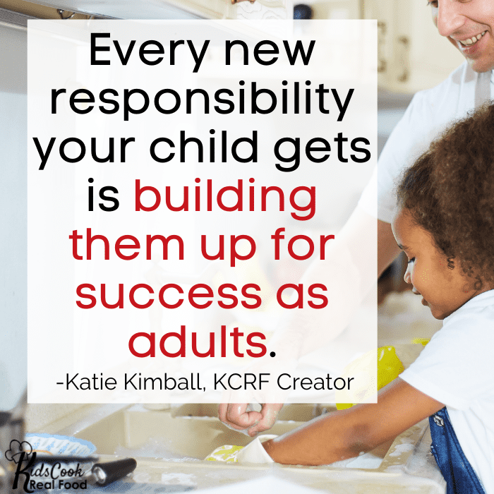 Every new responsibility your child gets is building them up for success as adults. -Katie Kimball