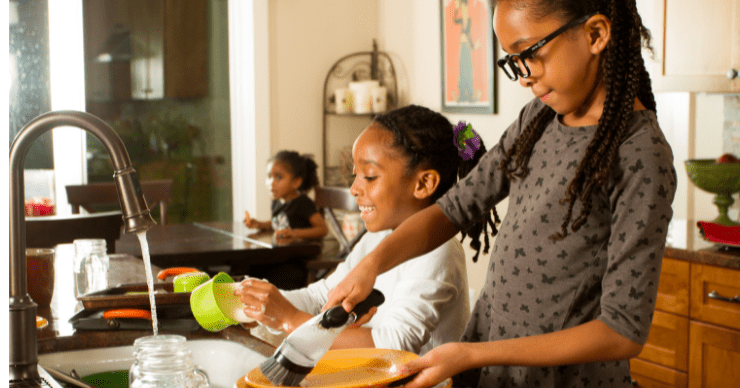 kids doing chores