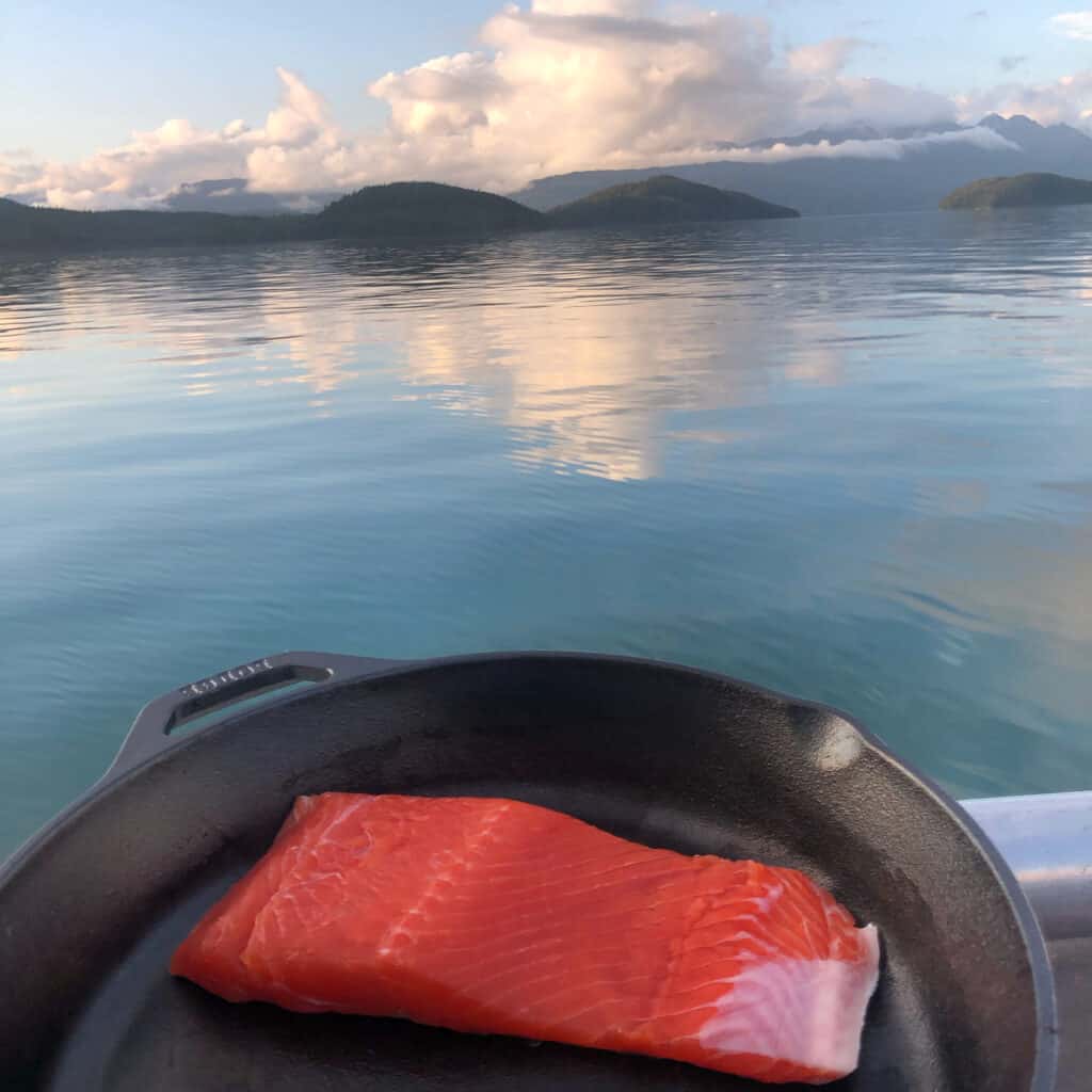 salmon by a river