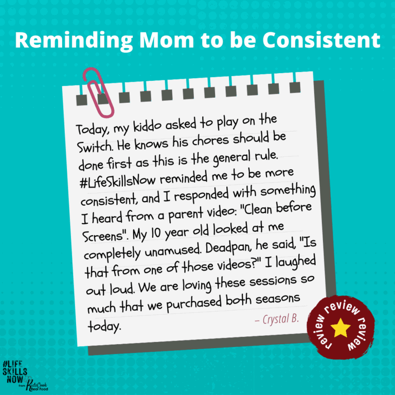 review about reminding mom to be consistent