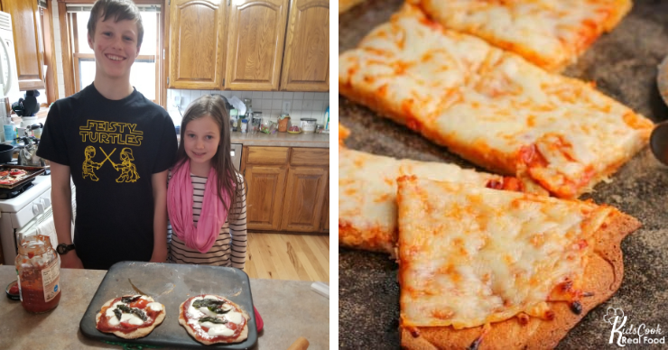 Paul and Leah making pizza