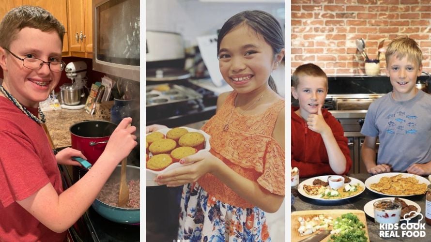 Kids showing off food they made independently