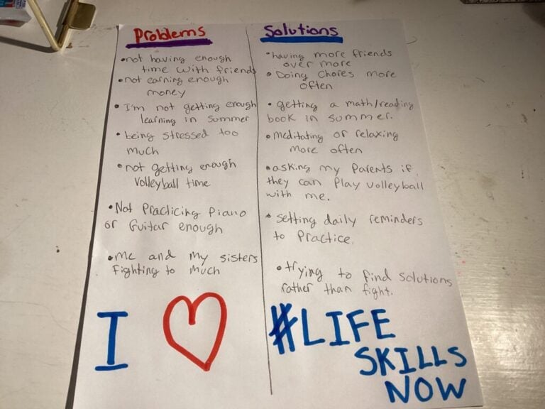 I love LifeSkillsNow, written on a piece of paper by a kid during summer camp last year