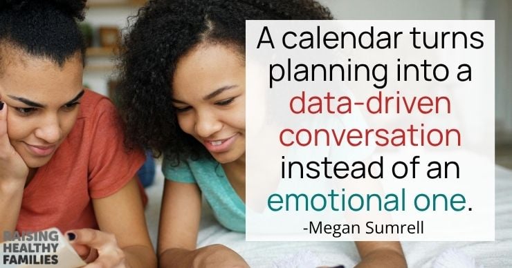 A calendar turns planning into a data-driven conversation instead of an emotional one.